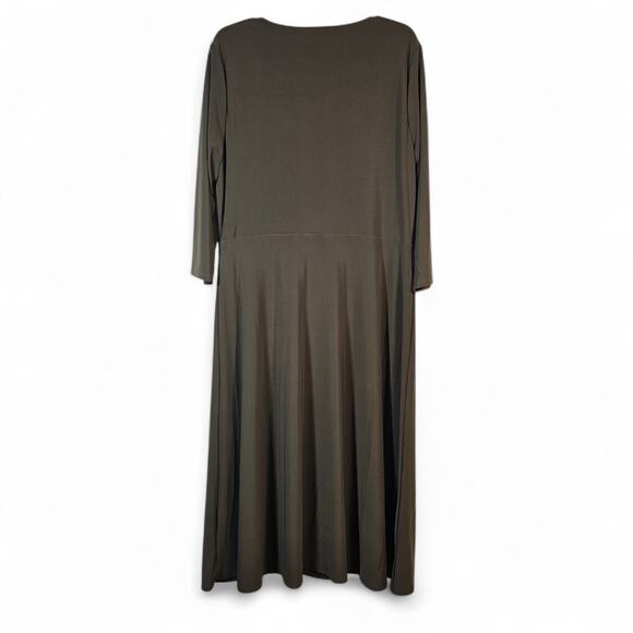Lauren Ralph Lauren Womens Jersey Dress Sz 16 Olive Green Stretch *No Sash $145 - Picture 4 of 11